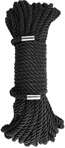 KINGLAKE Cuerda negra de 7 mm, cuerda suave y agradable a la piel, cuerda de seda gruesa de 50 pies, cuerda trenzada para manualidades, decoración, tendedero, camping, colgar plantas al aire libre