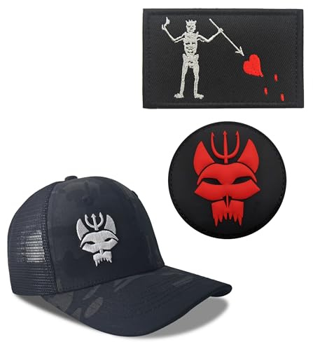 YUSENGMOO Taktische Baseballkappe in Camouflage mit 2 Patches | Herren Trucker Cap Schwarz, verstellbar, atmungsaktiv und leicht, ideal für Angeln, Jagen, tolles Geburtstagsgeschenk