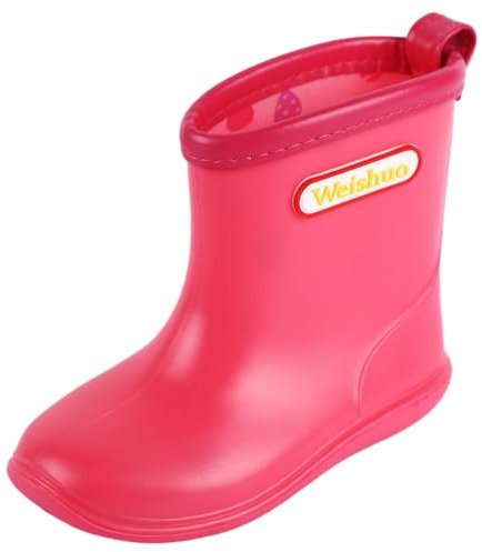 Stivali da Pioggia per Bambini Morbide Scarpe Antipioggia in PVC Resistente Impermeabile Antiscivolo Wellies Wellington per Bambini, Ragazzi e Ragazze, Rosa, Taglia del Produttore 15, 23/24 EU