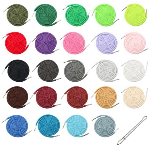 Sxutop 24 Pièces Cordon Pantalon Jogging 130 cm Cordon de Serrage de Rechange Universel Cordon Sweat a Capuche avec Enfileur de Cordon Cordon de Rechange pour Sweat à Capuche Chaussures (24 Couleurs)