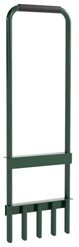 Outsunny Aeratore per prato con punte cave, aeratore manuale per prato con impugnatura antiscivolo, attrezzo per il taglio del prato per la manutenzione del giardino e del cortile, verde scuro