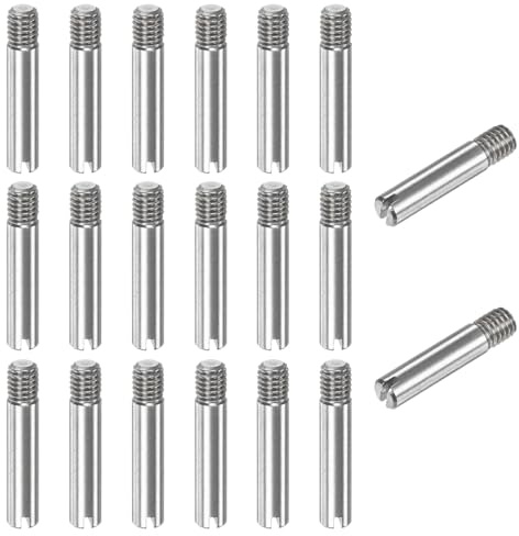 M METERXITY 20-Pack M3 x 16mm Goujon Cylindrique À Fente, 304 Acier Inoxydable Goujon De Positionnement À Filetage Externe Goupilles Parallèles pour Métalliques/Projets En Bois [Ton Argenté]