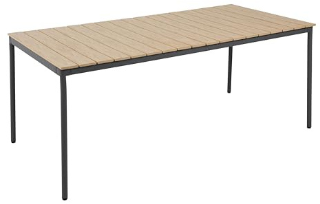 Oviala Gartentisch, 180 x 90 cm, aus Metall und Holz, Grau