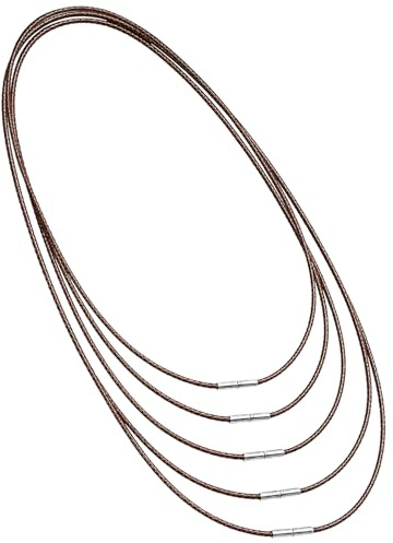 YAWYO Ensemble de 5 cordons en cuir avec fermoir, 45 cm, 50 cm, 55 cm, 60 cm et 70 cm, en cuir noir, pour hommes et femmes.