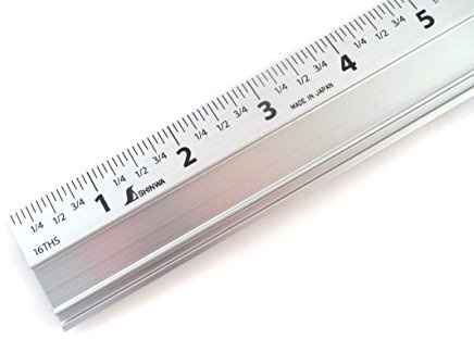 Shinwa 24 Extruded Aluminum Cutting Rule Ruler Gauge with Non slip rubber Backing 33295