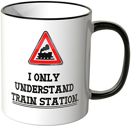 WANDKINGS® Tasse, Spruch: I only Understand Train Station - SCHWARZ