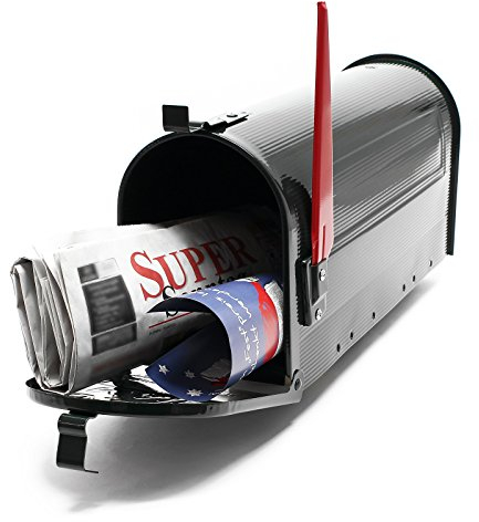 Wiltec US Mailbox schwarz 180 x 220 x 480 mm, amerikanischer Briefkasten mit Fahne, Wandbriefkasten oder Standbriefkasten Stahl amerikanisches Design