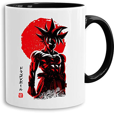Red Sun Goku Stand - Tasse Kaffeetasse Son Ruffy Luffy Naruto Saitama One Dragon Master Goku Ball Vegeta Roshi Piece Db, Farbe:Weiß