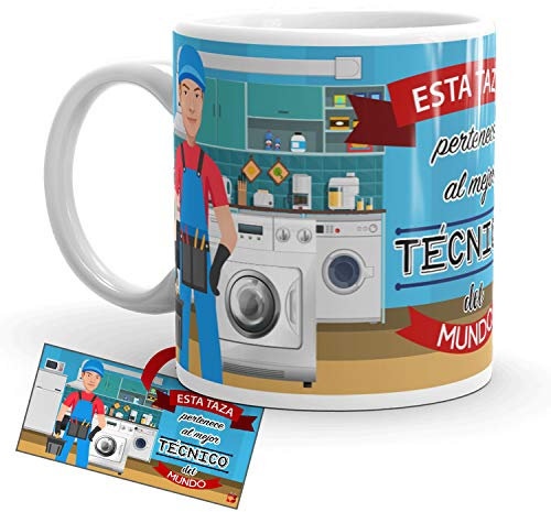 Kembilove Taza de Café del Mejor Técnico del Mundo – Taza de Desayuno para la Oficina – Taza de Café y Té para Profesionales – Taza de Cerámica Impresa – Tazas Profesiones de Técnicos