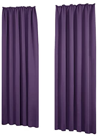 Deconovo Thermo Gardinen verdunklungsvorhänge Vorhänge mit Kräuselband, 200x140 cm(HöhexBreite), Dunkelviolett, 2er Set