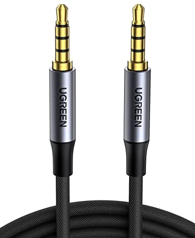 UGREEN Cavo Jack 3,5mm per Microfono Stereo Cable Aux 4 Poli in Nylon Maschio per Cuffie/iPhone/iPad/iPod/Huawei/Galaxy/Autoradio/Echo DOT/ MP3 (2M)