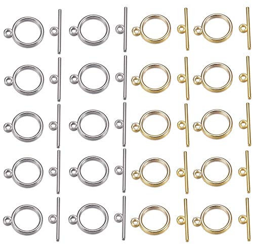 40 Sets Stainless Steel Round Toggle Clasp Alloy Toggle & T Bar Clasps for Bracelet Necklace Jewelry Making