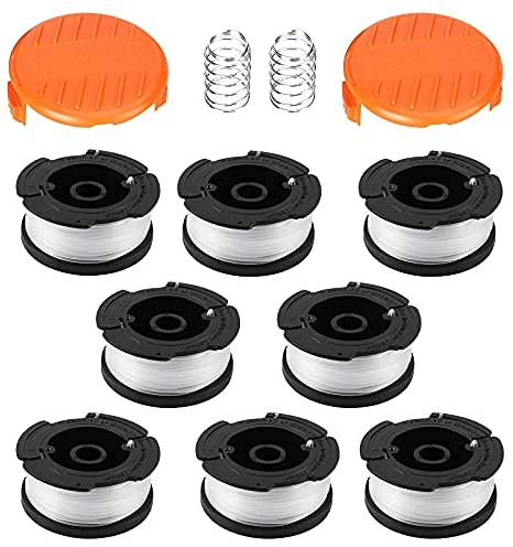 Fadenspulen für Black und Decker Trimmer Rasentrimmer Rasenkantenschneider Nylonfäden 30ft 0.065 mit Spulenabdeckung und Feder (8Stck)