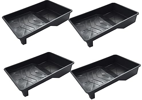 OQHAIR 4pcs Paint Pans Trays Paint Roller Tray Plastic Serving Tray Painting Supply Painting Accessory Durable Tray Tool Accessories Black Universal Paint Bucket Paint Pallet