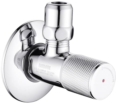 nomona Wasser Eckventil mit Einzelhebel, Wandanschluss G1/2 x G3/8 Auslauf Waschbecken Wasserhahn, Messing Verchromung Eckventil für G3/8 Bad Kithchen Wasserhahn (Kennzeichnung: Rot)