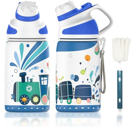 Fjbottle Botella Agua Niños con Tapa Magnética 400ML - Botella de Agua Acero Inoxidable - Sin Fugas/Sin BPA Botella Termica