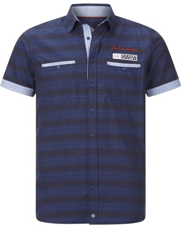 Jan Vanderstorm Herren Kurzarmhemd Leikvard Dunkelblau, 7XL (XXXXXXXL) - 55/56