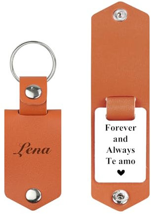 Porte-clés en cuir personnalisé, cadeaux pour hommes/petit ami/papa/mari, cadeaux commémoratifs de famille, cadeaux de pendaison de crémaillère (yellow)