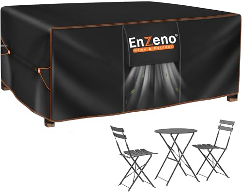 Enzeno Gartenmöbel Abdeckung Wasserdicht,Winterfest Abdeckplane Gartenmöbel,420D Oxford Gewebe Schutzhülle Gartentisch,Abdeckung Gartenmöbel Tisch für Gartentisch Sitzgruppe,Rechteckig 120x90x74cm