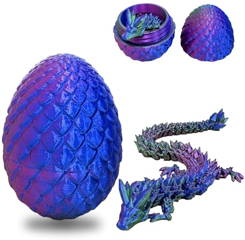 PTBWS 3D Gedrucktes Drachenei mit Drache,Dracheneier mit Drachen im Inneren, 3D-Gedruckter Drache im Ei,Voll Beweglicher Drache, Geheimnisvolles Drachenei Spielzeug für Häuser Büro