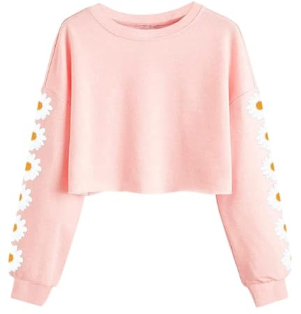 Imily Bela Girls Sweatshirt Daisy Pinted Crop Tops Cute Kids Jumper Long Sleeve Pullover Tee Shirts Clothes