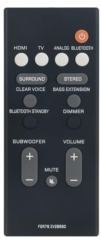 AULCMEET FSR78-ZV28960 Replacement Remote Control Compatible with Yamaha Soundbar Wireless Speaker Surround Sound system ATS-1070 YAS-207 ATS-1060 YAS-107 YAS-CU207 YAS-106 NS-WSW42 ATS-2070