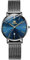 OLEVS Uhr Damen Klassisches Schwarz Mesh Edelstahlband Uhr mit Datum Blau Ultra Slim Minimalismus Großes Zifferblatt Armbanduhr Damen Wasserdicht Runden Analoger Quarz Damenuhr
