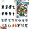 Weihnachts-Adventskalender, blauer Drache, blauer Drache, Acryl, für Weihnachtsbaum – 24 x Set mit Anhänger Adventskalender für Weihnachtsbaum, Countdown-Dekoration