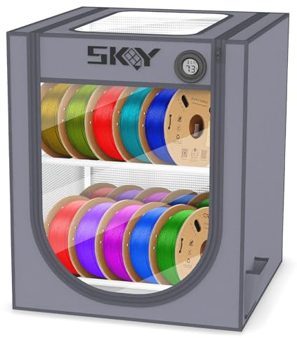 Filament Storage Box, Moisture-Proof and Dust-Proof, 2-Tier Storage Shelves for 3D Printing Business, Studio, Office Workshop 20 Rolls-Grey