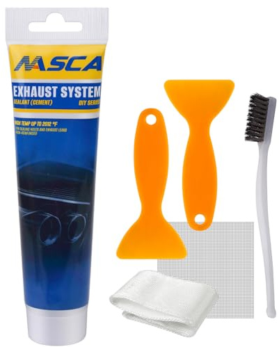 Exhaust Repair Kit 1100°C for Car/Motorcycle, 150g Exhaust Assembly paste | with Scraper and Stainless Steel Wire Brush, for Auto/Motorcycle Mufflers, Tailpipes, Converters, Waterproof