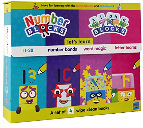 Numberblocks and Alphablocks: Let's Learn Numbers & Letters Wipe-Clean Books & Pens Set: Letters, Phonics, Words & Number Bonds: 4 Wipe-clean books with pens included (Numberblock Wipe Clean Titles)