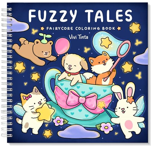 Fuzzy Tales: Fairycore Coloring Book for Adults & Teens Featuring Adorable Animals Characters