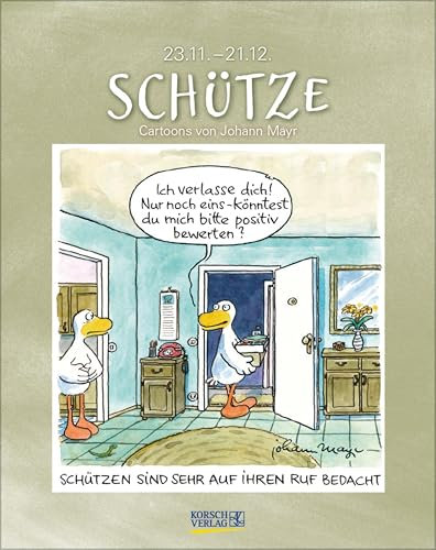 Schütze 2026: Sternzeichenkalender-Cartoonkalender als Wandkalender im Format 19 x 24 cm.