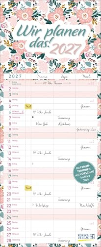 Familientimer Wir planen das! 2027: Familienkalender, 3 Spalten. Familientimer mit Ferienterminen, extra Spalte und Vorschau bis März 2027. Kleines Format: 14 x 34 cm