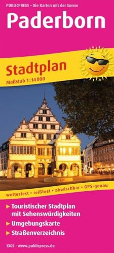 Publicpress Stadtplan Paderborn 1:14.000: Touristischer Stadtplan mit Sehenswürdigkeiten und Straßenverzeichnis. 1 : 14 000 (Stadtplan: SP)