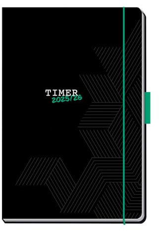 TRÖTSCH - Schülerkalender Specials mit Gummiband und Stifthalter Uni Black 25/26: Schulplaner Hausaufgabenheft Timer Terminkalender