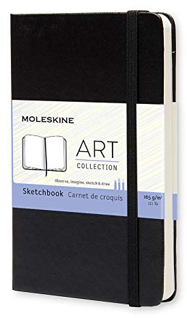 Moleskine 13 x 21 cm Großes Art Collection Skizzenbuch Zeichenblock Notizbuch Album mit Hartcover und elastischem Verschluss, Papier geeignet für Stifte, Bleistifte und Buntstifte, 88 Seiten, Schwarz