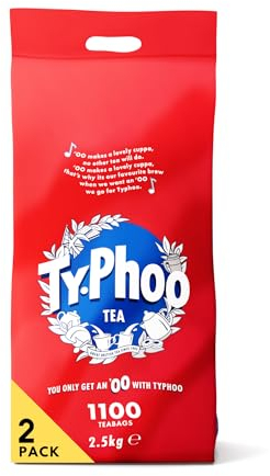 Typhoo • Black Tea Bags • 1100 Tea Bags x 2 (Multipack) • Kenyan & Malawian Blend • Bold • Full-Flavoured • Everyday Brew • Vegetarian Friendly • Blended in the UK • Ethical Sourcing