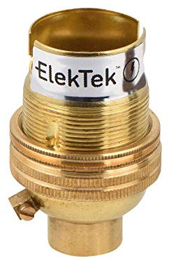 ElekTek Support de lampe non commuté B22 BC à baïonnette avec anneau d'abat-jour 1,27 cm 26TPI Entrée inférieure filetée – Fabriqué au Royaume-Uni – Laiton
