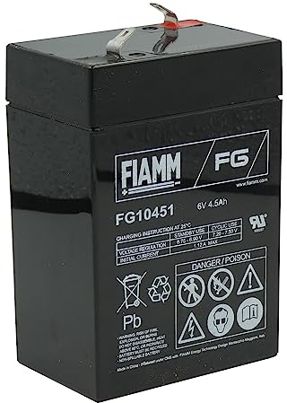 FIAMM FG10451 Batterie au plomb 6,0 V 4,5 Ah avec connecteurs 4,8 mm