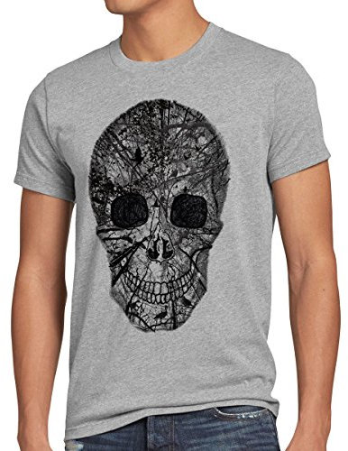 style3 Nature Skull T-Shirt Herren Totenkopf, Größe:XXL;Farbe:Grau meliert