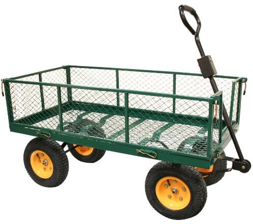 Rhyas Heavy Duty Garden Trolley Cart Wheelbarrow Quad Trailer X Large 500kg