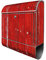 banjado® Design Briefkasten mit Rote Holzlatten 38,5x46,5x13cm & 2 Schlüssel - Briefkasten Stahl Silber mit Zeitungsfach pulverbeschichtet - Postkasten A4 Einwurf inkl. Montagematerial