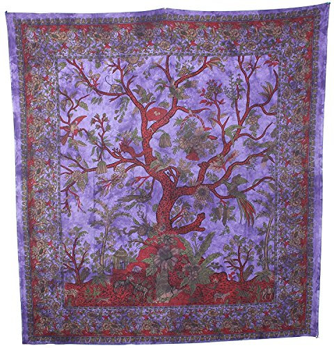 budawi® - Traditional India Wall Hangings Weltenbaum Lebensbaum Tagesdecke, Wandtuch Wandbehang