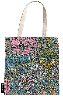 Morris Pink Honeysuckle (William Morris) Canvas Bag: Canvas Bag, interior zippered pocket, holds up to 7 kilos