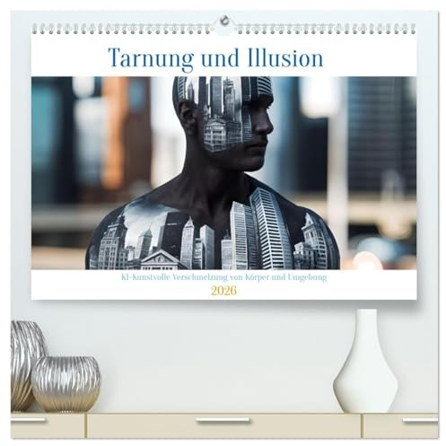 Tarnung und Illusion KI-Kunstvolle Verschmelzung von Körper und Umgebung (hochwertiger Premium Wandkalender 2026 DIN A2 quer), Kunstdruck in ... in meisterhafter Verwandlung (CALVENDO Kunst)