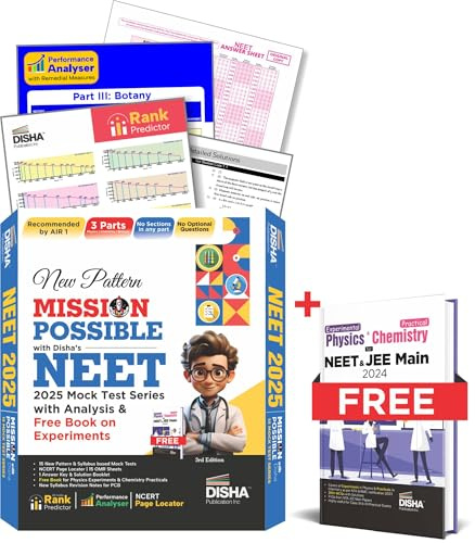 Disha New Pattern Mission Possible with Disha's 15 NEET 2025 Mock Test Series with Free Book on Experiments 3rd Edition | Rank Predictor, 15 Test Booklets, OMR Sheets, NCERT Locater & Solutions