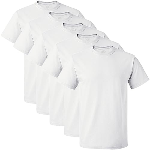 Fruit of the Loom Mens Crew Neck T-Shirt Multipack, Extended Sizes - White - 5 Pack, XL