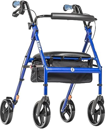 Drive Medical Hugo Elite Rollator Walker with Seat and Basket, Blue