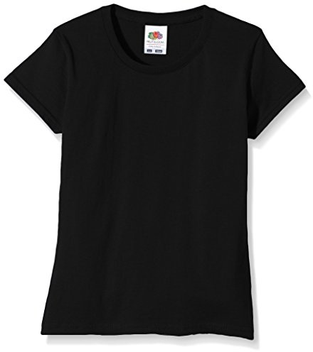 Fruit of the Loom Girls Sofspun T-Shirt, Black, 3-4 Years (Manufacturer Size:22)